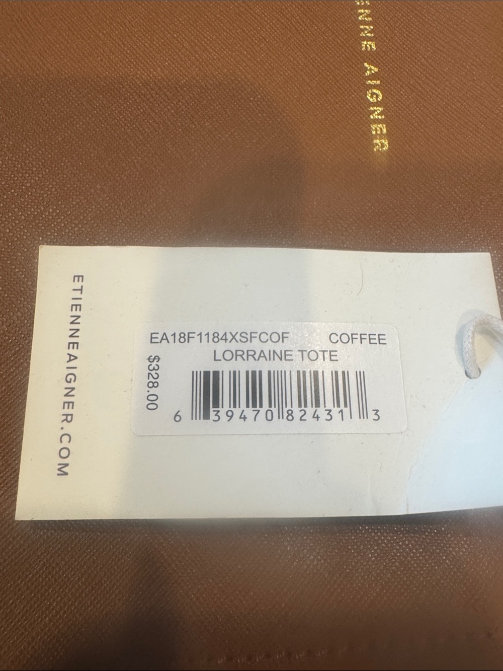 Etienne Aigner Coffee Brown Leather Shoulder Tote - Picture 2 of 3